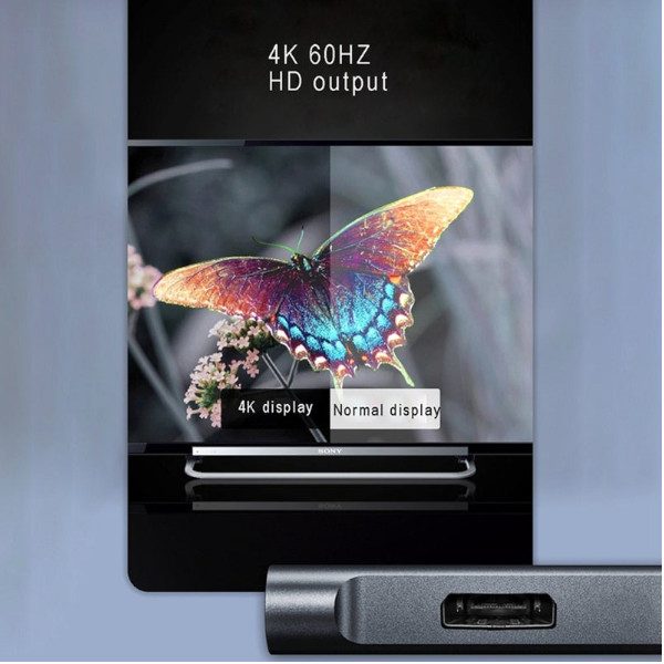 Usb C Hub Type Docking Station 3 In 1 4K 60Hz Display Port Pd 60W 2.0 USB Cable Carousel 2