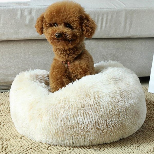 70X70cm Soft Fluffy Pet Dog Cat Round Bed Cushion Tie Dye Cream Pet Beds HOD He Carousel 2