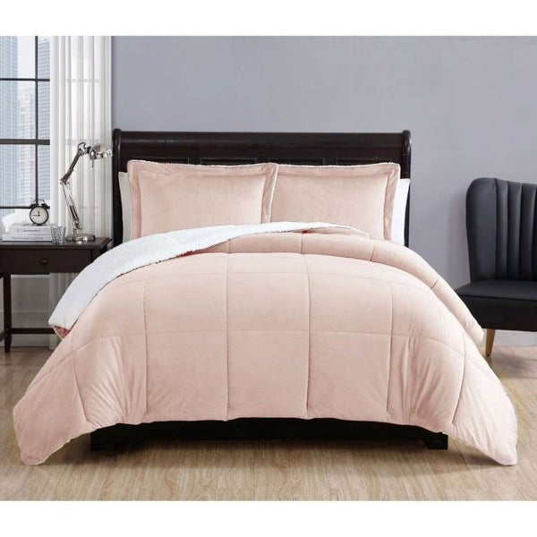 3 Piece Micro Mink Comforter Set Apricot Queen Comforter Sets Queen Carousel 2