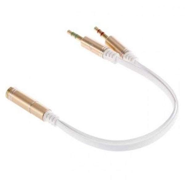 1 To 2 3.5Mm Audio Adapter Cable For Headset / Flat Line Golden Cables & Adapter Carousel 2