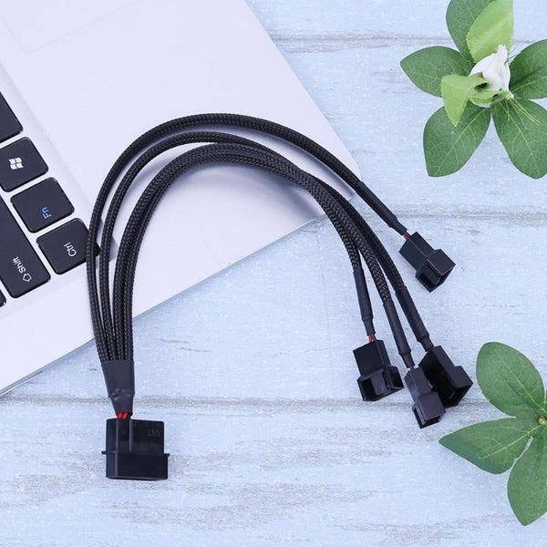 Black Sleeved 4Pin Ide Molex To Port 3Pin4pin Power Supply Plug Cooler Cooling F Carousel 5