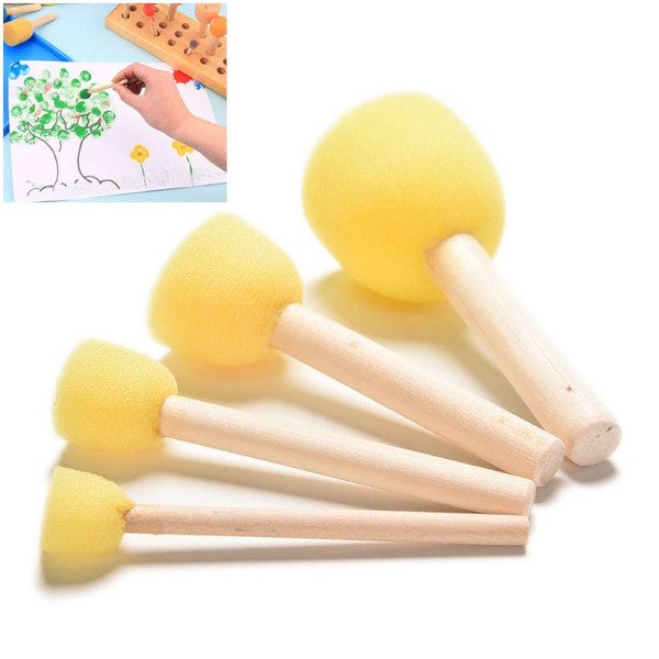 4Pcs/Set Handle Kid Sponge Paint Brush Art Supplies Painting Tool Carousel 2