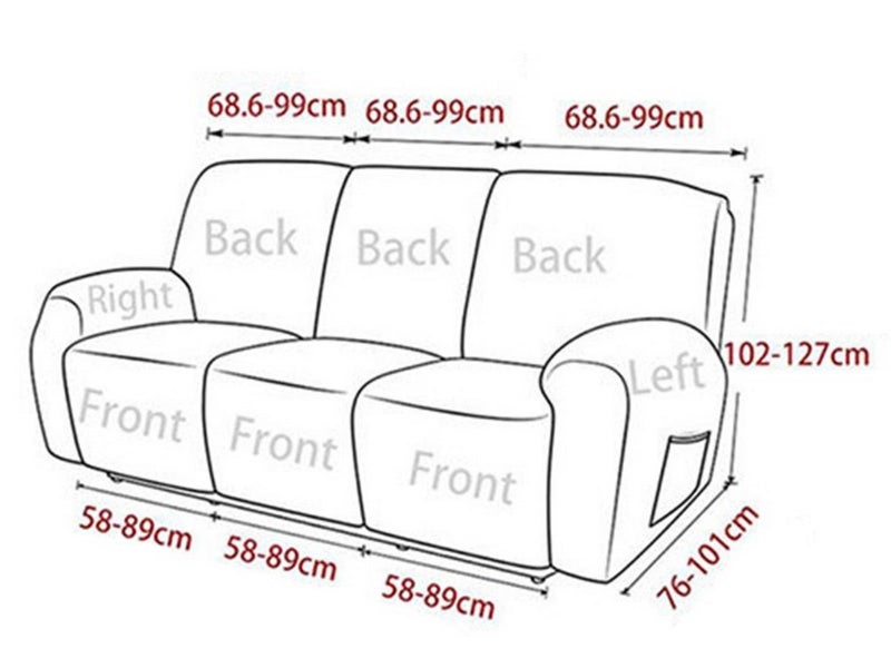 Water-resistant PU Leather Recliner Cover Sofa Slipcover for 3-Seater Grey Carousel 2