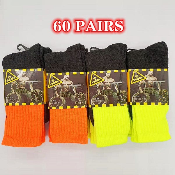 (60 Pairs) High Visible Safety Work Socks Cushioned Socks Carousel 1