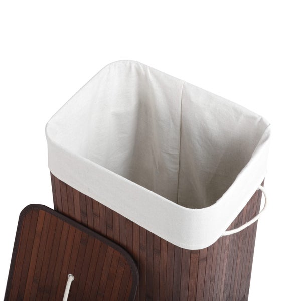 Sherwood Tall Rectangular Folding Bamboo Laundry Hamper & Lid 40x30x60cm Carousel 6