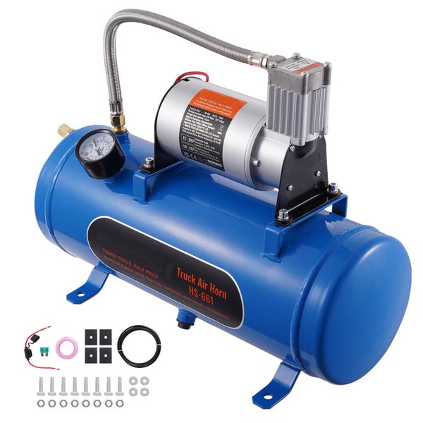 HK 12V 150dB Air Compressor Pump Kit – Chrome Finish, Heavy-Duty Horn Upgrade For Truck Or Car