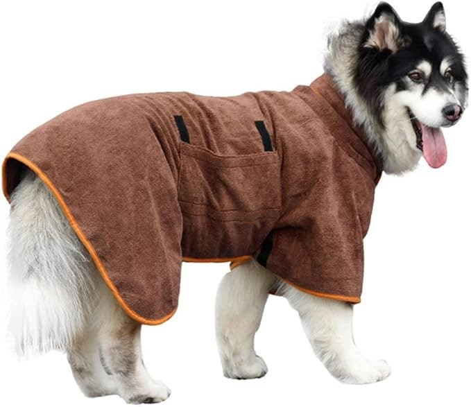 Pet Bathrobe Clothes Dog Drying Coat Fast Drying Pet Bath Robe Towel-Grey Carousel 2