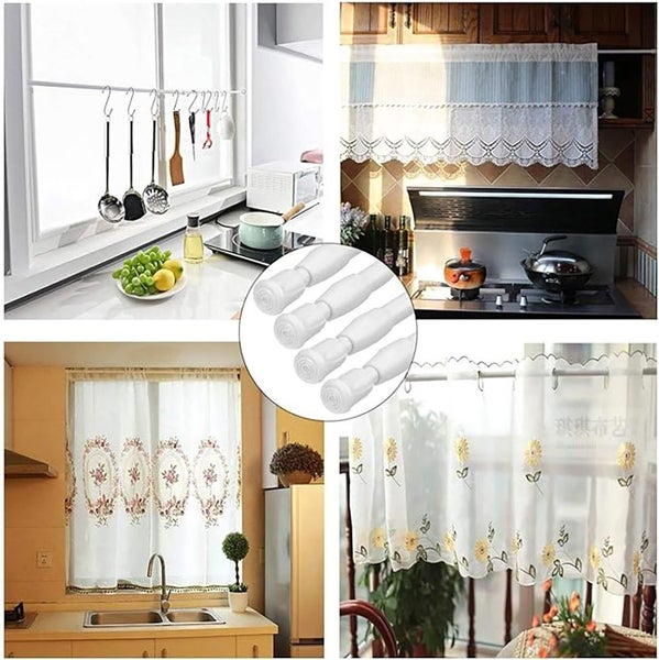 2PCS Adjustable Tension Rods Curtain Cupboard Closet Wardrobe Bars-White Carousel 2