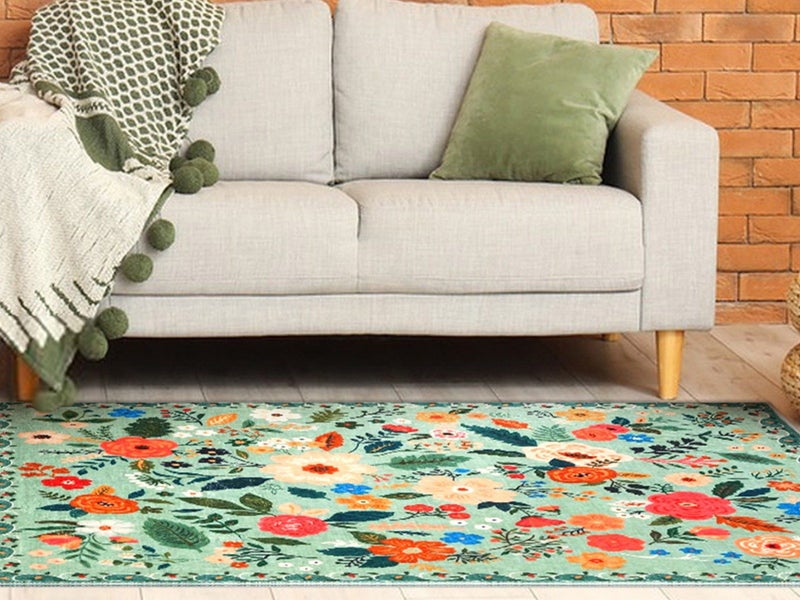50x80cm Door Mat Indoor Entrance Rug Washable Boho Floral Small Area Rug Green Carousel 5