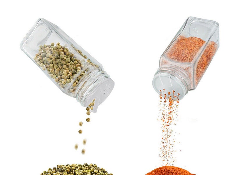 12Pcs Clear Square Glass Jar with Lid Set Spice Condiment Storage Container Carousel 2