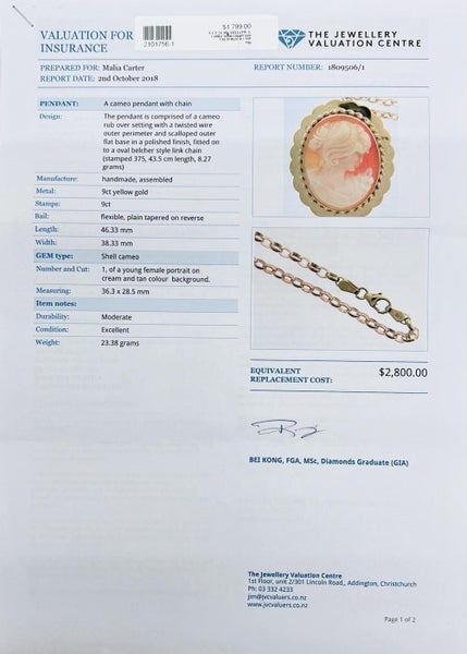 Cameo Pendant With Gold Chain Carousel 4