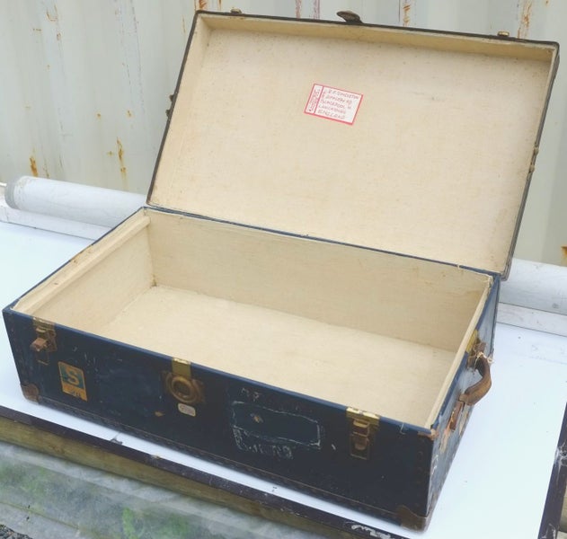 Large retro LUGGAGE TRUNK, A. Garstin (London) Carousel 2