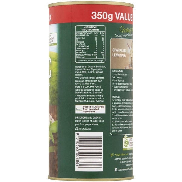 Sugarless Stevia Organic Low Calorie Natural Sweetener 350g Carousel 2
