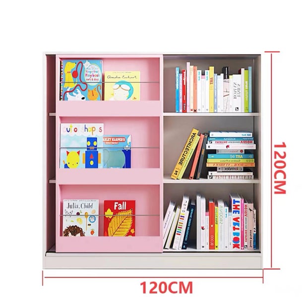 **Clearance Special***Sliding Door with Display Surface Bookshelf-120*120CM Pink Carousel 1