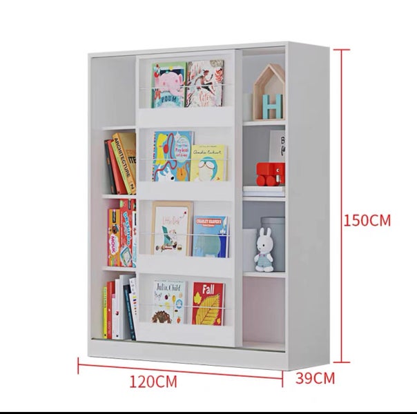 **Clearance Special***Sliding Door with Display Surface Bookshelf-120*150CM Grey Carousel 4