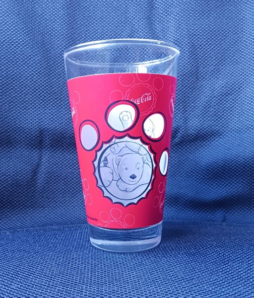 RARE LARGE COCA COLA GLASS - PEEKABOO POLAR BEAR PAWPRINT Carousel 1