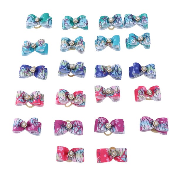 pet hair bowknots colorful pet hair bows puppy bow rubber bands cat hair topknot Carousel 8