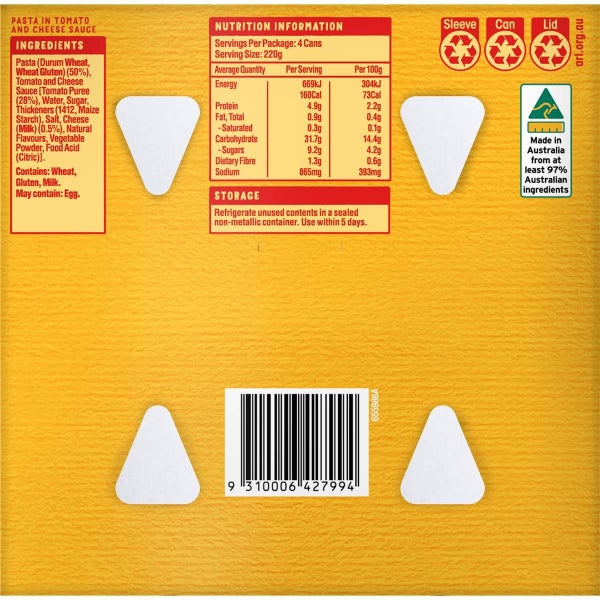 SPC Spag-a-saurus Spaghetti Tomato and Cheese Sauce Can 220g X 4 Cans Carousel 2