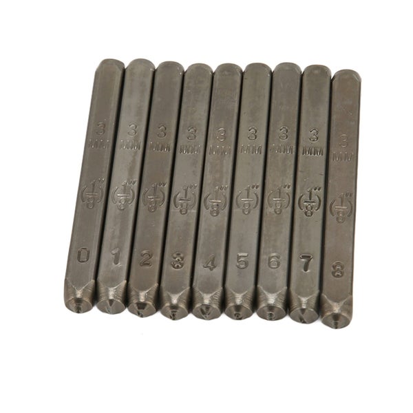 metal number punch set 9Pcs Metal Number Stamps 0.12in High Carbon Steel Wide Carousel 1