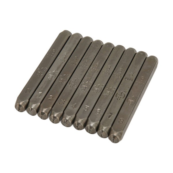 metal number punch set 9Pcs Metal Number Stamps 0.12in High Carbon Steel Wide Carousel 2