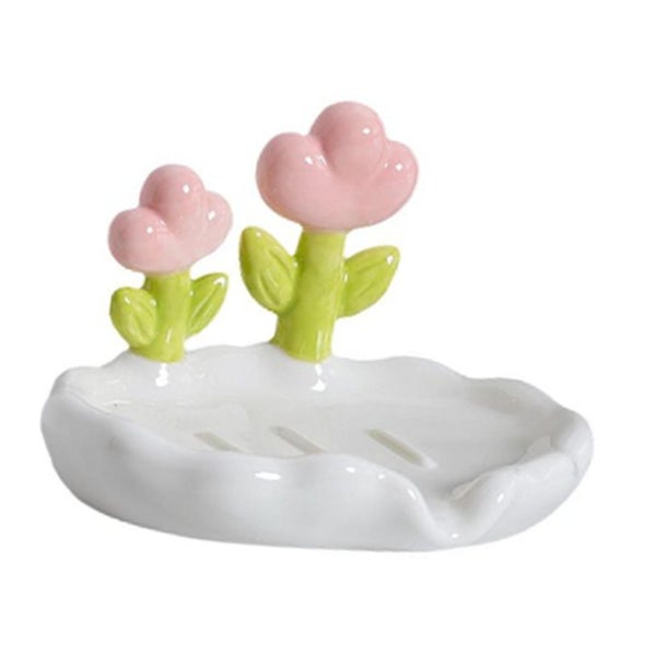soap tray box Creative Cute Flower PP Soap Box Household Soap Drain Washing Carousel 1
