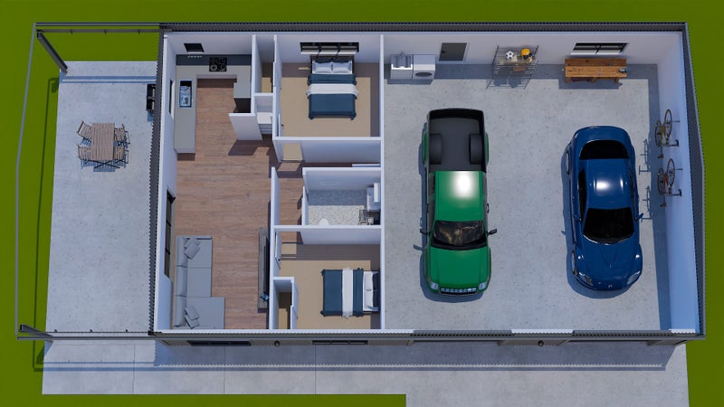 200sqm Shed House Kitset, 30sqm Verandah - 70sqm House - 100sqm Garage Carousel 2
