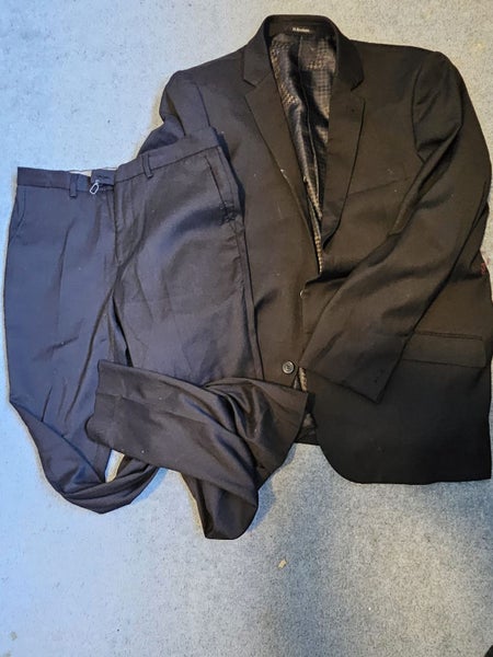 H BROS MEN SUIT STRETCH SKINNY SUIT PANTS 82 WAIST BLACK & 108NR JACKET Carousel 1