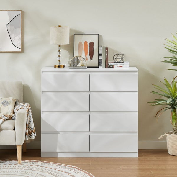 8 Drawers Tallboy - White Carousel 1