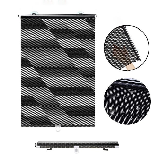 Car Home Window Retractable Roller Blinds Suction Cup Blackout Curtains-Black Carousel 1