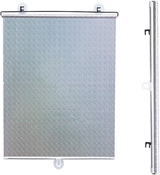 Car Home Window Retractable Roller Blinds Suction Cup Blackout Curtains-Silver Carousel 1