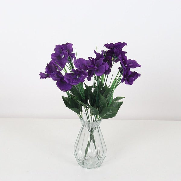 6 Bundles Fake Flowers Pansy Small Wild Flower Daisy Faux Plastic Flowers-Purple Carousel 1