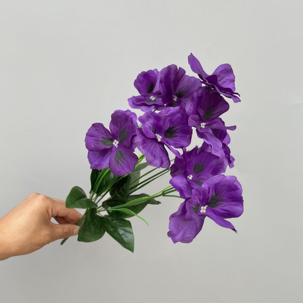 6 Bundles Fake Flowers Pansy Small Wild Flower Daisy Faux Plastic Flowers-Purple Carousel 2