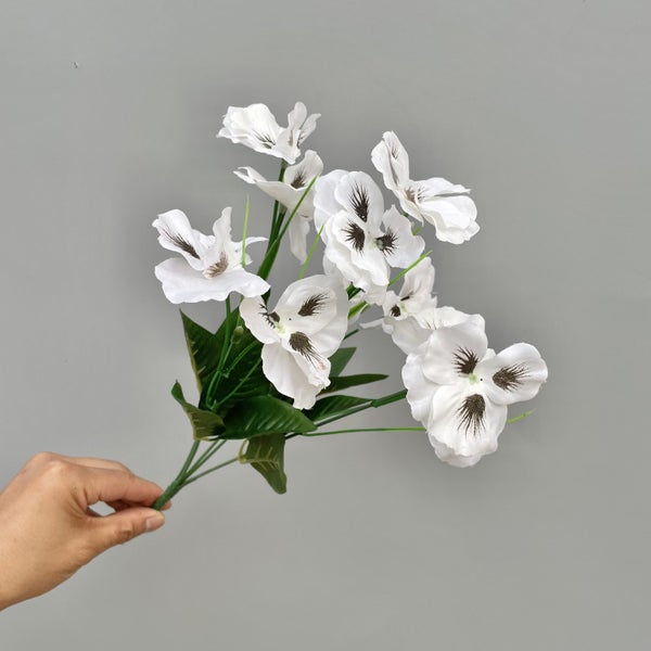 6 Bundles Fake Flowers Pansy Small Wild Flower Daisy Faux Plastic Flowers -White Carousel 2