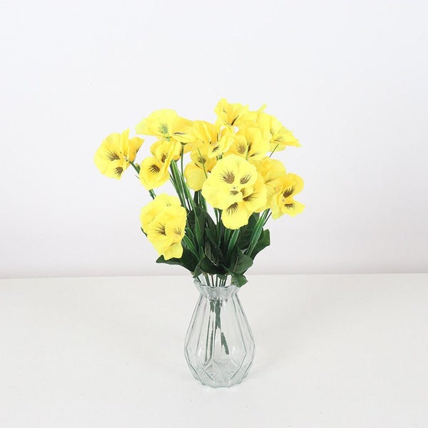 6 Bundles Fake Flowers Pansy Small Wild Flower Daisy Faux Plastic Flowers-Yellow Carousel 1