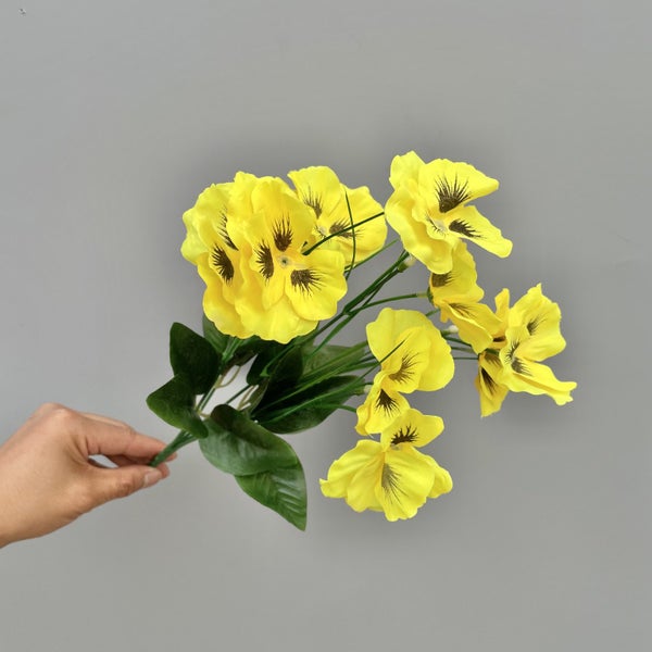 6 Bundles Fake Flowers Pansy Small Wild Flower Daisy Faux Plastic Flowers-Yellow Carousel 3