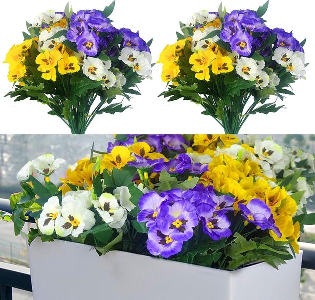 6 Bundles Fake Flowers Pansy Small Wild Flower Daisy Faux Plastic Flowers Carousel 1