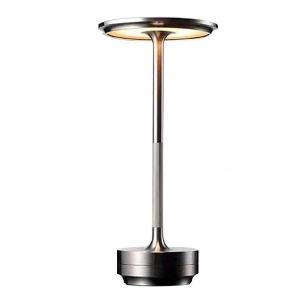 Rechargeable Cordless LED Table Lamp Touch Sensor Portable Night Light - Silver Carousel 1