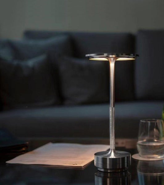 Rechargeable Cordless LED Table Lamp Touch Sensor Portable Night Light - Silver Carousel 2