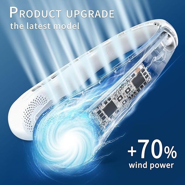 Portable Rechargeable Bladeless Neck Fan Hands-Free Wearable Cooling Fan-White Carousel 5