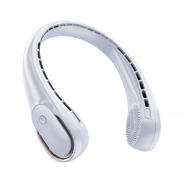 Portable Rechargeable Bladeless Neck Fan Hands-Free Wearable Fan-Silver Gray Carousel 1