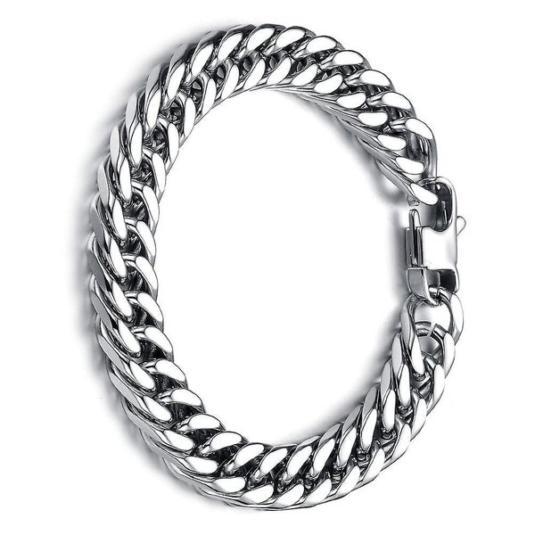 Stainless Steel Bracelet Heavy Metal Masculine Mesh Chain High Polished Link Ch Carousel 1