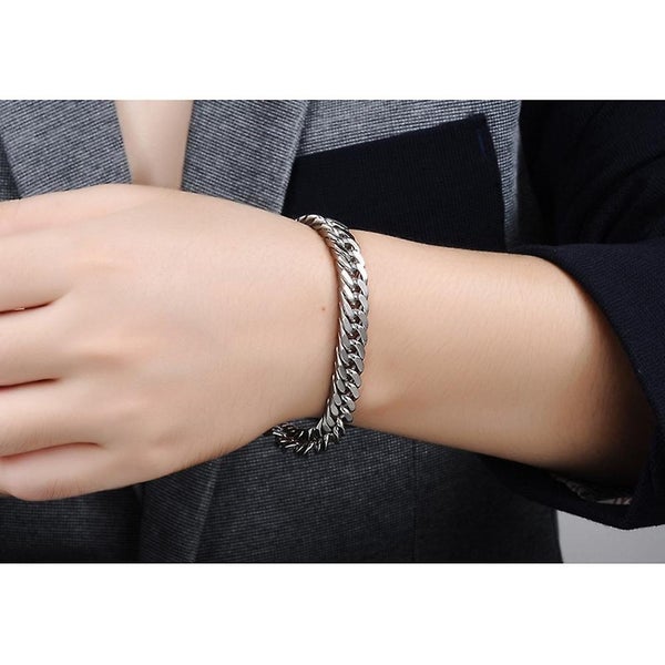 Stainless Steel Bracelet Heavy Metal Masculine Mesh Chain High Polished Link Ch Carousel 2