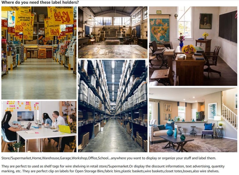 Basket Labels Clip On,50PCS Clear Plastic Bin Clip Labels for Baskets,Wire Shelf Carousel 1