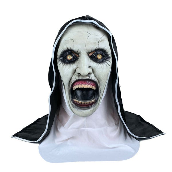 The Scary Open Mouth Nun Latex Mask w/Headscarf Horror Cosplay Halloween Costume Carousel 1