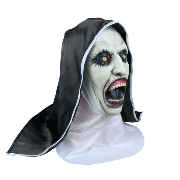 The Scary Open Mouth Nun Latex Mask w/Headscarf Horror Cosplay Halloween Costume Carousel 4
