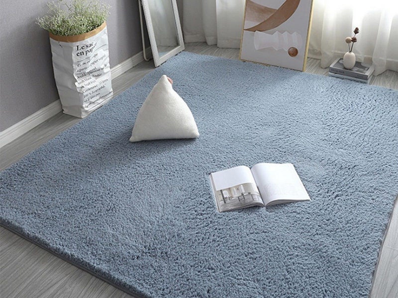 80x160cm Soft Shaggy Rug Fluffy Plush Area Rug Bedroom Carpet Home Decor Blue Carousel 1