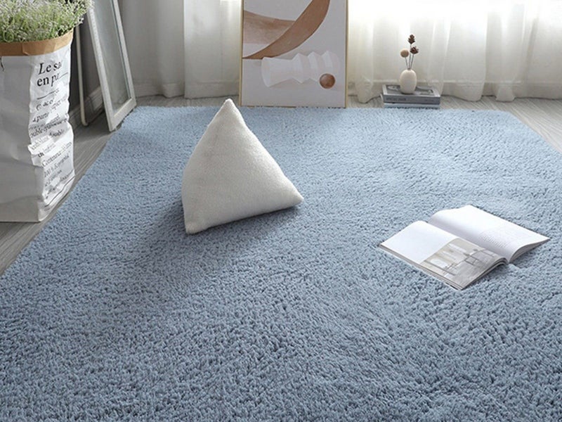 80x160cm Soft Shaggy Rug Fluffy Plush Area Rug Bedroom Carpet Home Decor Blue Carousel 3