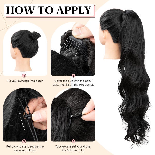 Synthetic Ponytail Extension 26 inch Drawstring Hair Extensions Long Carousel 7