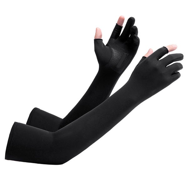 black arm sleeves Arm Sleeves Sun Resistant Black Exposed 2 Finger Nylon Carousel 8