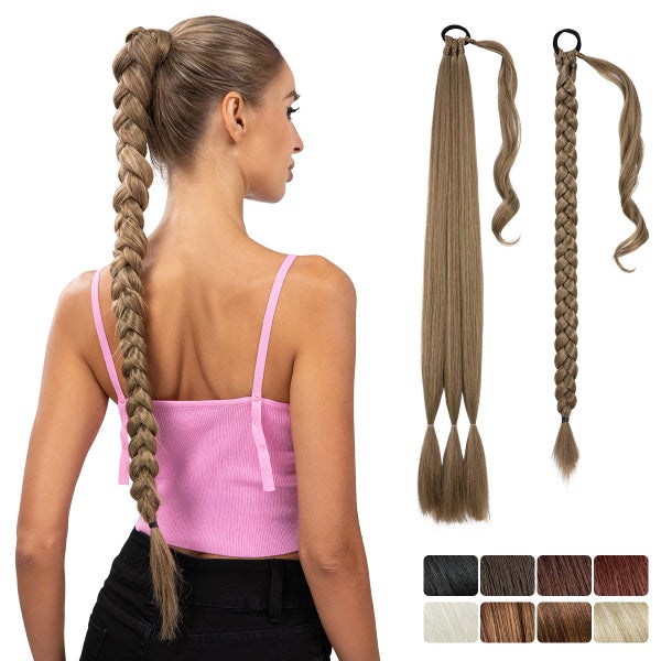 Synthetic Diy Long Braid Ponytail Extension with Elastic Tie Straight Carousel 1
